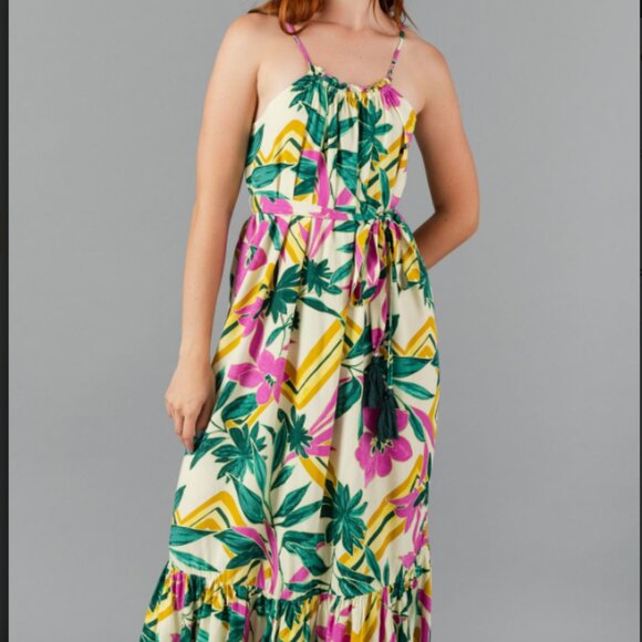 DRESS FORUM Paradise Tropical Print Maxi Dress Size S - Picture 2 of 10